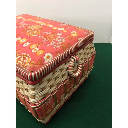 187 - Red Retro sewing Box with contents