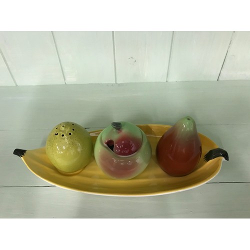 243 - Carlton Ware fruit cruet set see all pictures for condition Hair line crack in lemon