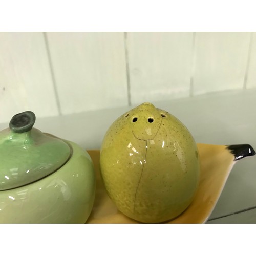 243 - Carlton Ware fruit cruet set see all pictures for condition Hair line crack in lemon