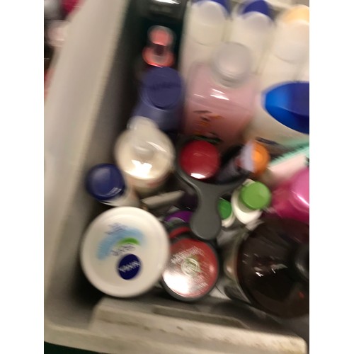 87 - 2 boxes full of toiletry  lotions and much more