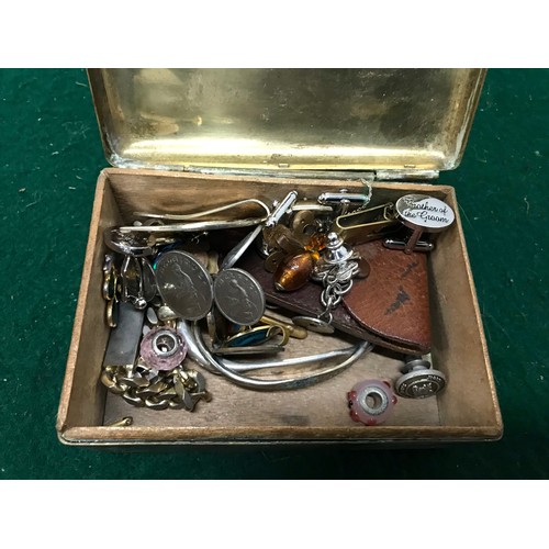 230 - Brass box with contents of mix see all pictures