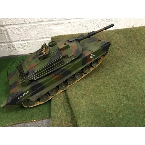 238 - Large remote control model of U S ARMY Tank in battle Green by HOBBY model No 0811untested no contro... 