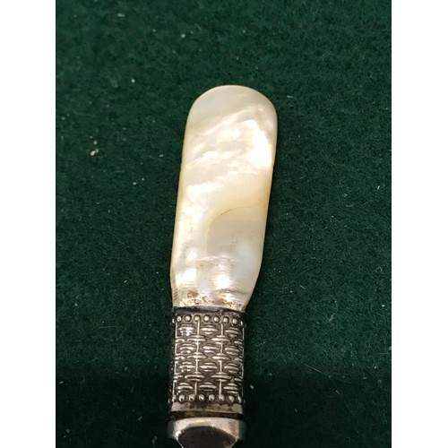 217 - Tea Spoon with Mother of pearl Handle and decretive Detail