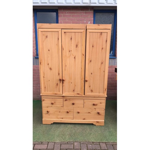 180 - Pine Effect wardrobe with Draws