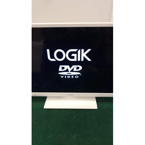 222 - White finish LOGIK DVD Television no remote see all pictures