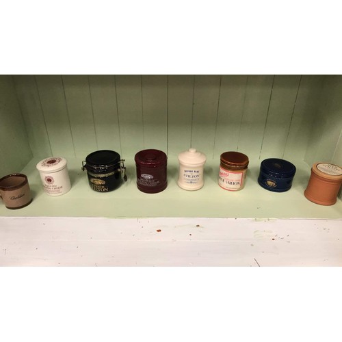 220 - Collection of mixed style STILTON CHEESE pots and lids see all pictures