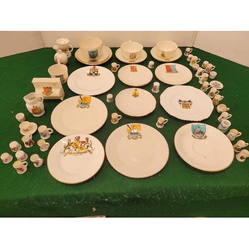 198 - Qty of crested ware with cups, saucers and plates
