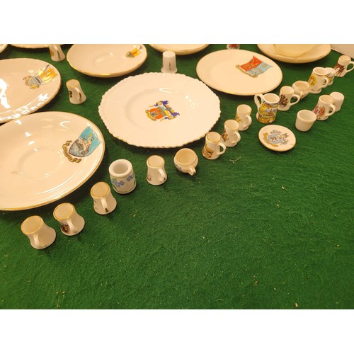 198 - Qty of crested ware with cups, saucers and plates