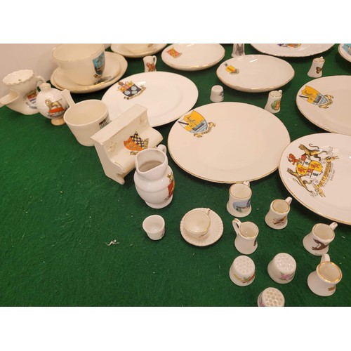 198 - Qty of crested ware with cups, saucers and plates