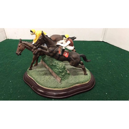 417 - horse jokey sculpture in resin