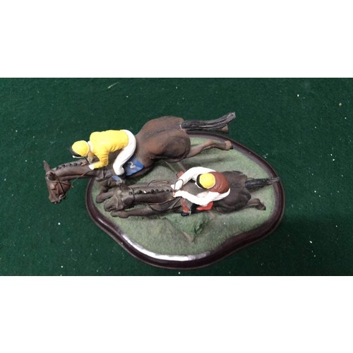 417 - horse jokey sculpture in resin