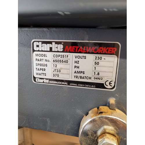 62 - CLARKE METAL WORKER PILLAR Drill CDP251f stand working when tested