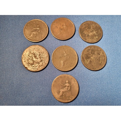 172 - 7x george III half pennies