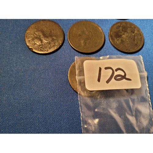 172 - 7x george III half pennies