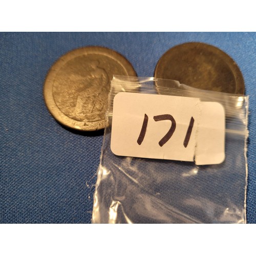 171 - 2x georgian cartwheel pennies