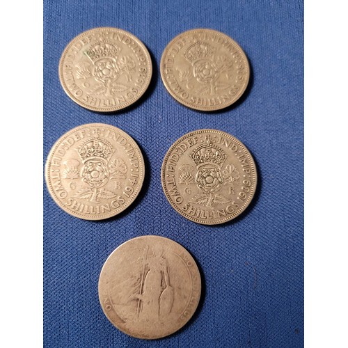 158 - george VI and edward VII two shillings x5