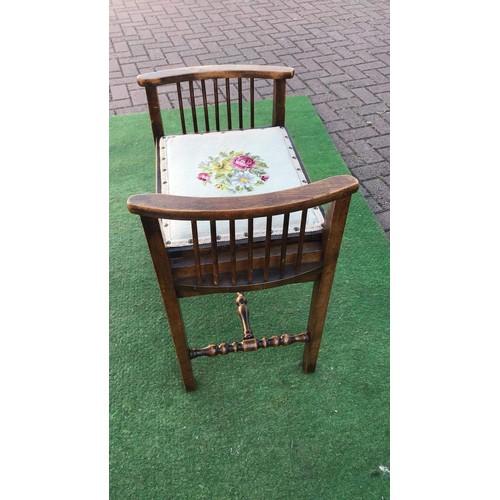 106 - Beech framed piano stool with music compartment