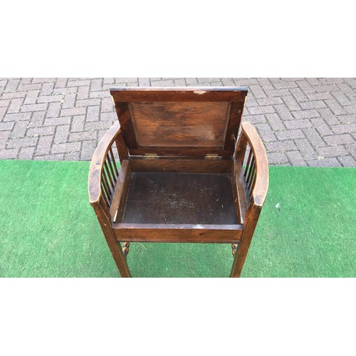 106 - Beech framed piano stool with music compartment