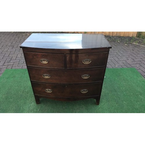 108 - Georgian mahogany 2 over 2 bow fronted chest of drawers