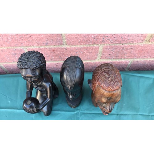 81 - 3 mixed carved figures