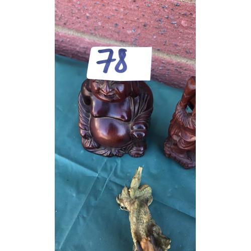 78 - 4 carved mystical figures ( one has damage )