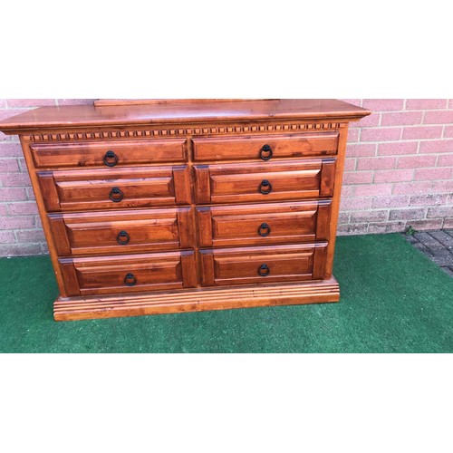 59 - Pine 8 draw dressing chest in spanish style