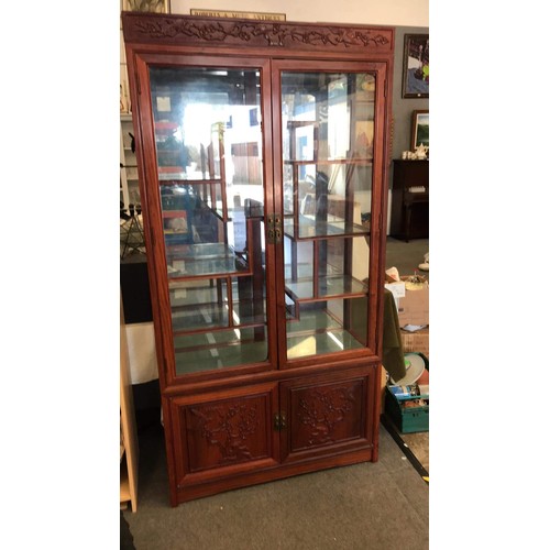 88 - Japanese rose wood glazed display cabinet