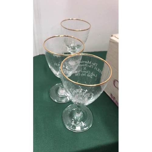 94 - 18 x Charles & Diana wine glasses