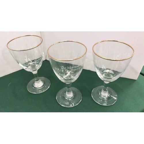 94 - 18 x Charles & Diana wine glasses