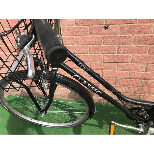 220 - black bike with a basket on front and back by CLASSIC including bike accessories ( cycle clips &... 