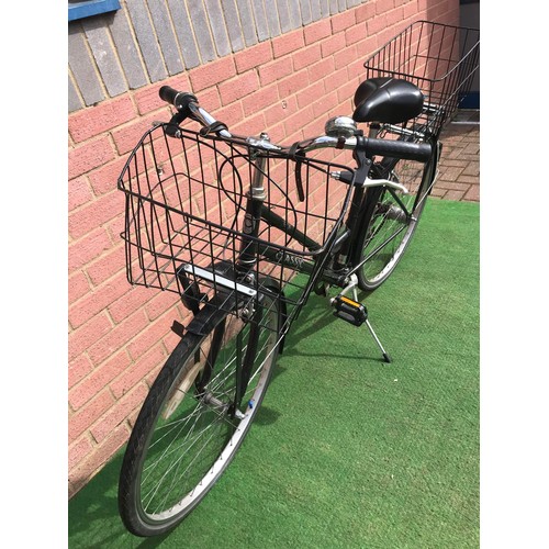 220 - black bike with a basket on front and back by CLASSIC including bike accessories ( cycle clips &... 