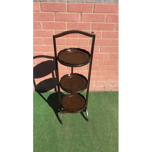 227 - Oak 3 tier folding cake stand