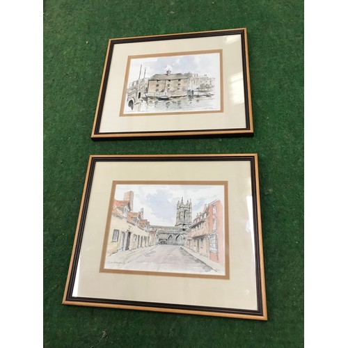 270 - Two watercolours of cumbergate & customs house - signed