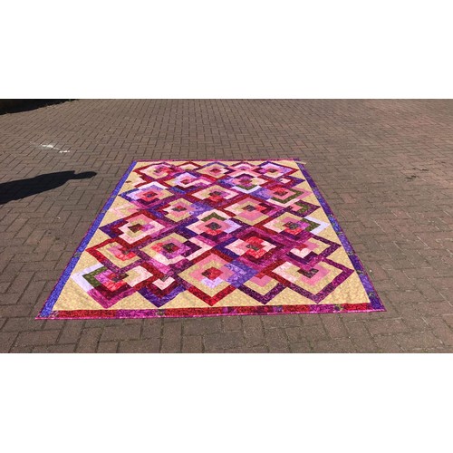 290 - Hand made multi coloured patchwork quilt