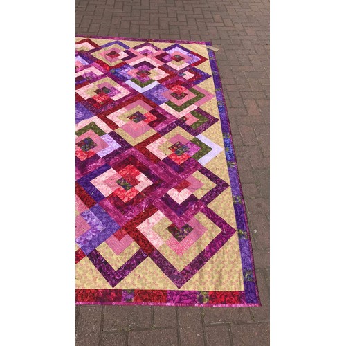 290 - Hand made multi coloured patchwork quilt