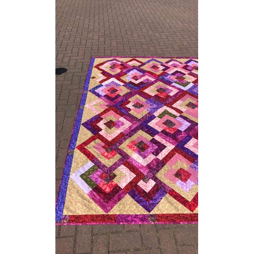 290 - Hand made multi coloured patchwork quilt