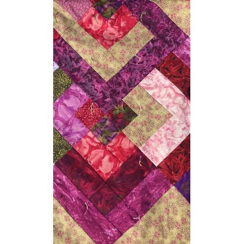 290 - Hand made multi coloured patchwork quilt