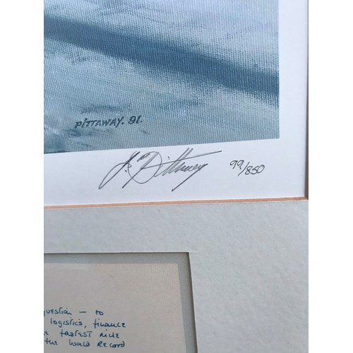 326 - Two Framed Prints Of Donald Campbell Speed on water and land signed by his Daughter both prints are ... 