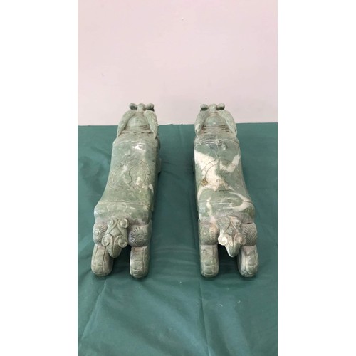 332 - Two large soapstone dogs