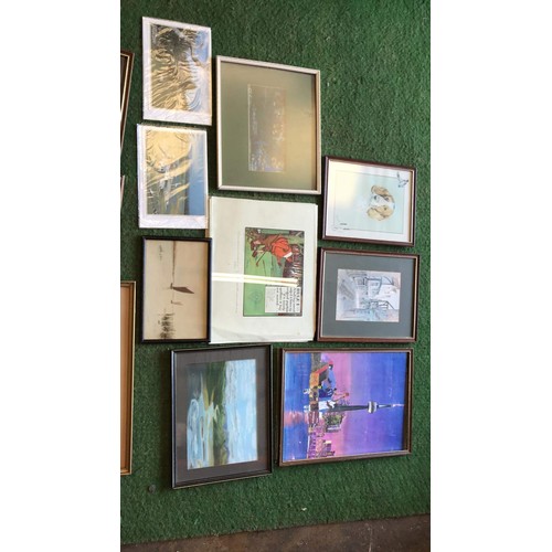 336 - Quantity of frame and glazed watercolours & prints to include aviation & landscape