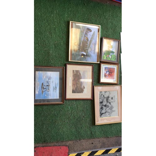 336 - Quantity of frame and glazed watercolours & prints to include aviation & landscape