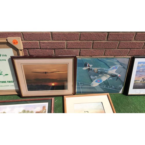 323 - Framed & glazed aviation & village prints