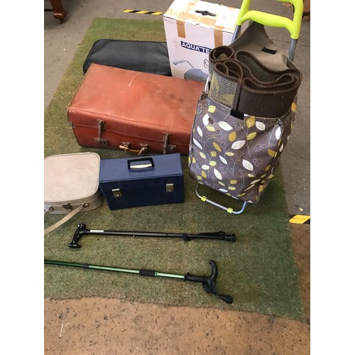 362 - Mixed lot of luggage, walking sticks & more