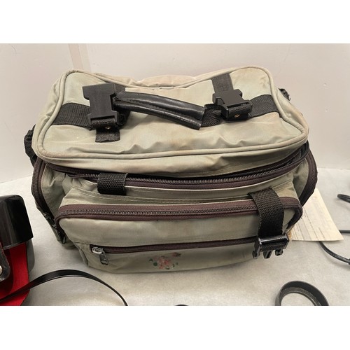 369 - Photography equipment including Praktica Super TL 1000 Camera, mini camcorder, bag and accessories, ... 