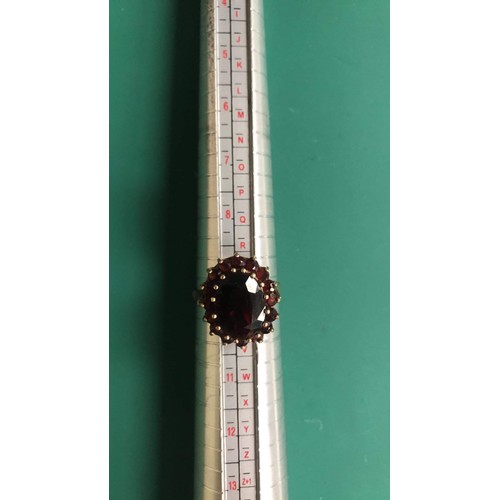 193 - 9ct ring with garnet stone weight 5.52g size S/T