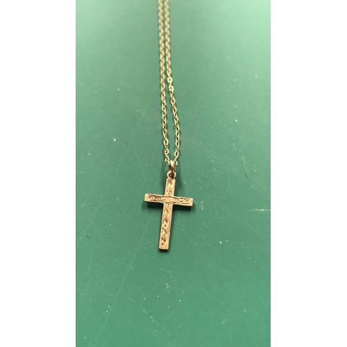 187a - 9ct chain and crucifix pendant weight 0.93g