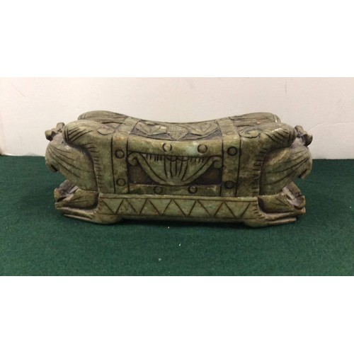 452 - large oriental foo dog trinket box in green