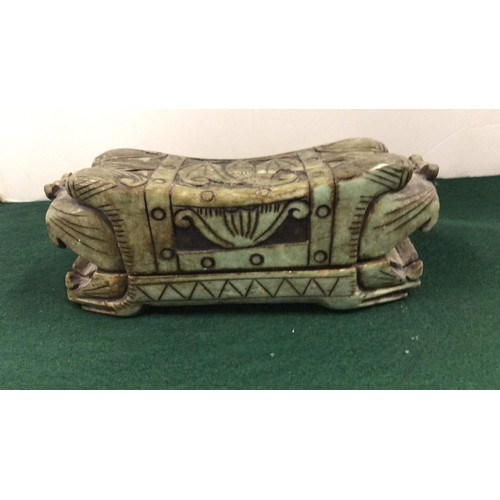 452 - large oriental foo dog trinket box in green