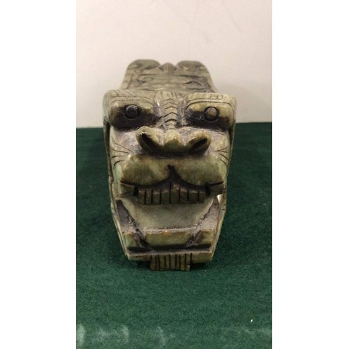 452 - large oriental foo dog trinket box in green