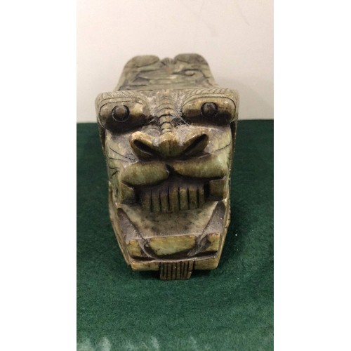 452 - large oriental foo dog trinket box in green